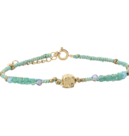 Label Deluxe Bijoux By Jam armband BJ16636 Bracelet SS green gold 16 + 3 CM