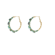 Label Deluxe Bijoux By Jam oorbellen BJ16724 Earrings green flowers gold 3.5 CM