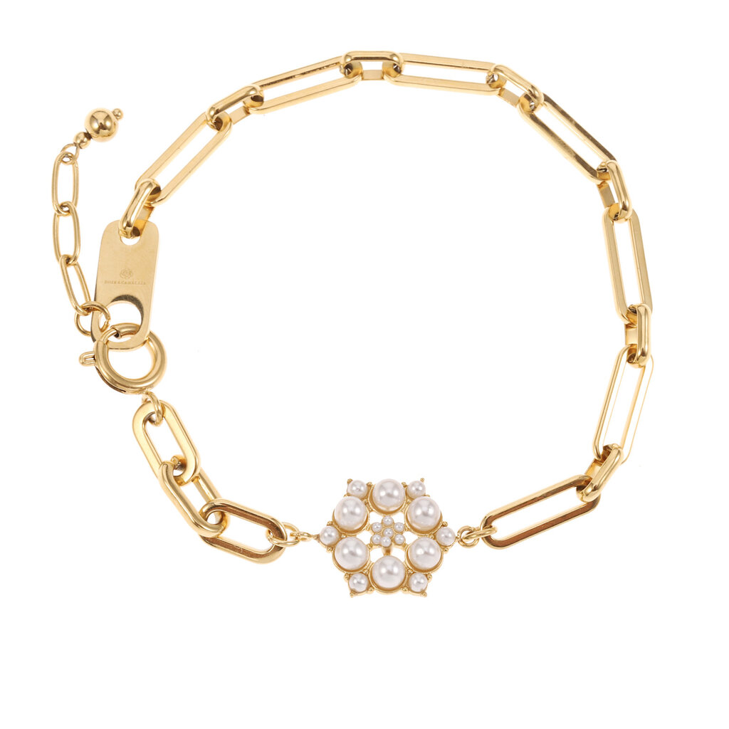 Rose & Camellia Rose & Camellia armband 08957 Bracelet chain pearl flower gold 18  + 3 CM
