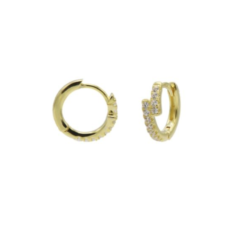 Karma Jewelry Karma Jewelry oorbellen  M3176GP earrings hinged hoops zirconia Overlay 925 silver gold plated 12 MM