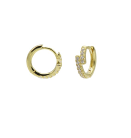 Karma Jewelry Karma Jewelry oorbellen  M3176GP earrings hinged hoops zirconia Overlay 925 silver gold plated 12 MM