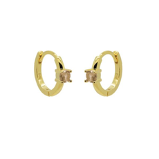 Karma Jewelry Karma Jewelry oorbellen H53GP_C Hinged hoops Solid champaign zirconia 925 silver gold plated 12 MM