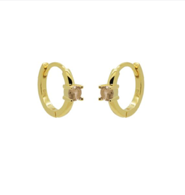 Karma Jewelry Karma Jewelry oorbellen H53GP_C Hinged hoops Solid champaign zirconia 925 silver gold plated 12 MM