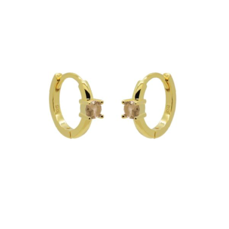 Karma Jewelry Karma Jewelry oorbellen H53GP_C Hinged hoops Solid champaign zirconia 925 silver gold plated 12 MM