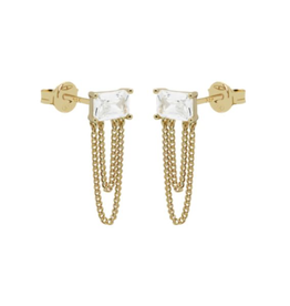 Karma Jewelry Karma Jewelry oorbellen  C89S Earrings chain Julia 925 silver gold plated 18 MM