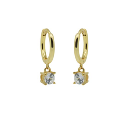 Karma Jewelry Karma Jewelry oorbellen M3218GPHIN Earrings Hinged hoops symbols round 925 silver gold plated 20 MM