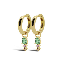 Karma Jewelry Karma Jewelry oorbellen A67GP_SC Earrings hinged hoops duo spring colour drop 925 silver gold plated 23 MM