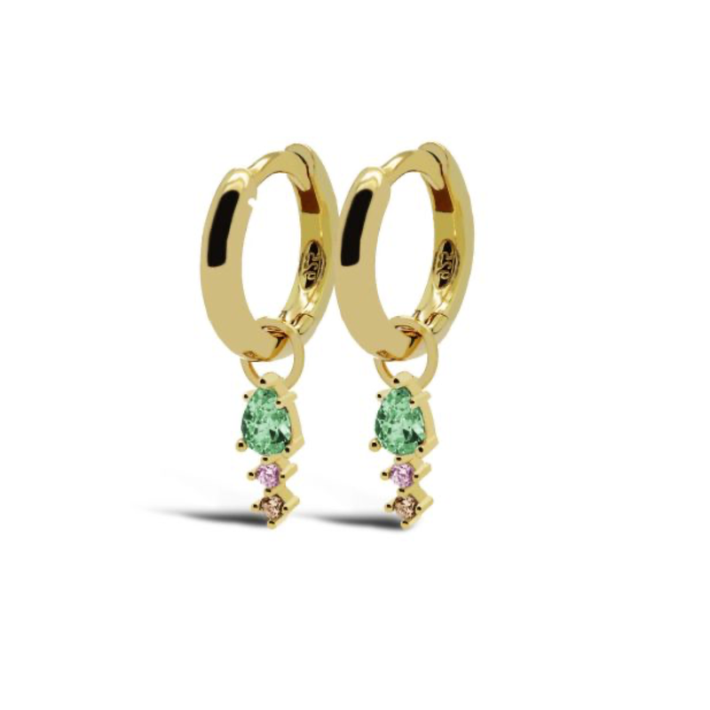 Karma Jewelry Karma Jewelry oorbellen A67GP_SC Earrings hinged hoops duo spring colour drop 925 silver gold plated 23 MM