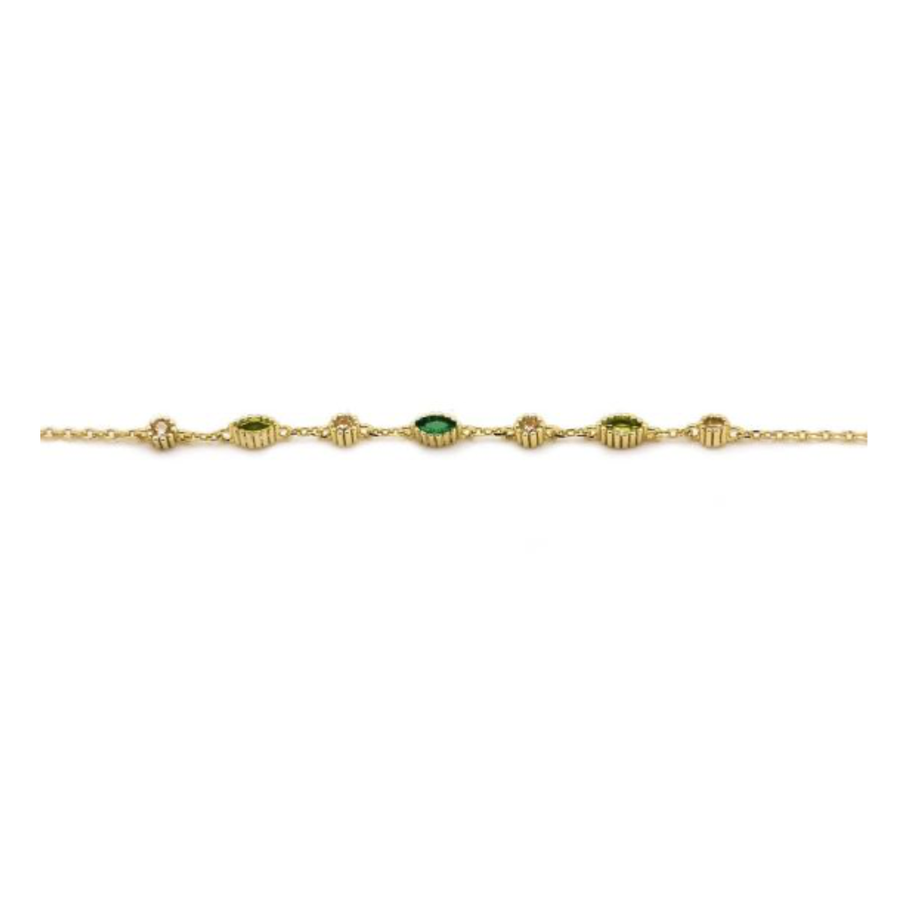 Karma Jewelry Karma Jewelry armband 94160GP_EG bracelet Jules Emerald Green 925 silver gold plated 16 +3 CM