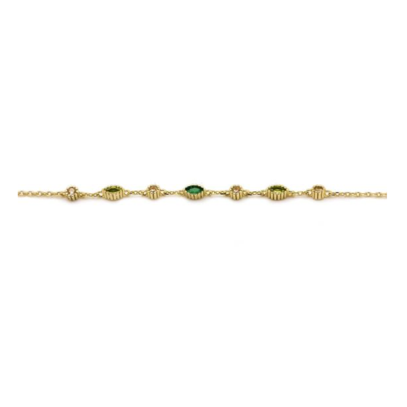 Karma Jewelry Karma Jewelry armband 94160GP_EG bracelet Jules Emerald Green 925 silver gold plated 16 +3 CM