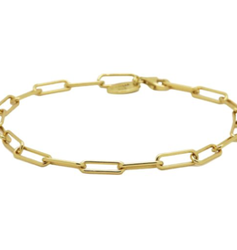 Karma Jewelry Karma Jewelry armband 94138 bracelet Plain round square chain 925 silver gold plated 16 +3 CM