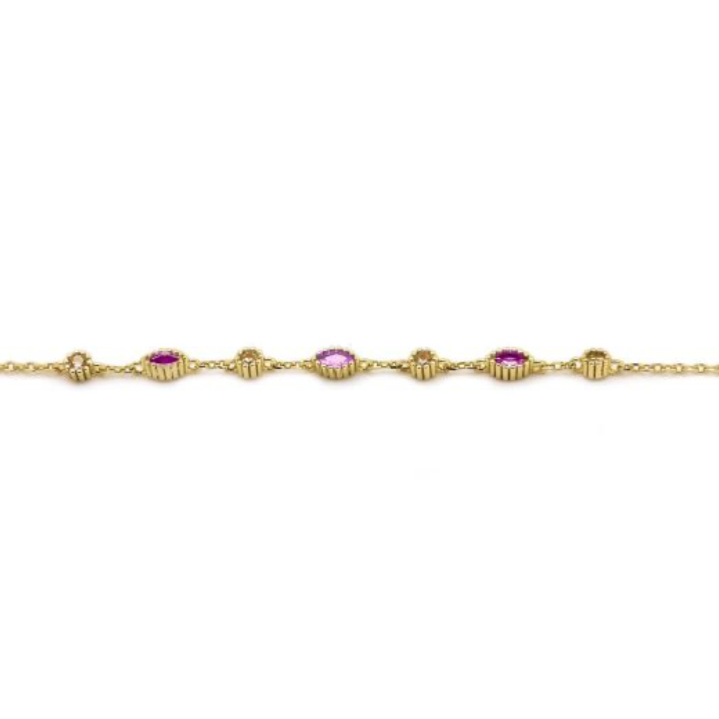 Karma Jewelry Karma Jewelry armband 94160GP_RR bracelet Jules Ruby Red 925 silver gold plated 16 +3 CM