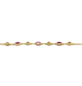 Karma Jewelry Karma Jewelry armband 94160GP_RR bracelet Jules Ruby Red 925 silver gold plated 16 +3 CM
