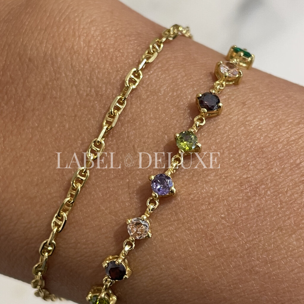 Karma Jewelry Karma Jewelry armband 94153GP bracelet Nina green purple 925 silver gold plated 16 +3 CM
