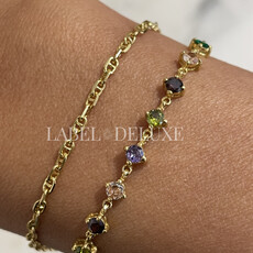 Karma Jewelry Karma Jewelry armband 94153GP bracelet Nina green purple 925 silver gold plated 16 +3 CM