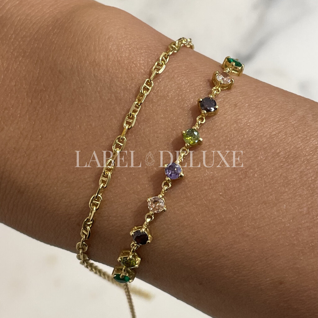 Karma Jewelry Karma Jewelry armband 94153GP bracelet Nina green purple 925 silver gold plated 16 +3 CM