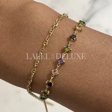 Karma Jewelry Karma Jewelry armband 94153GP bracelet Nina green purple 925 silver gold plated 16 +3 CM