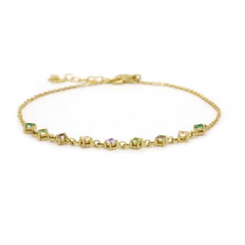 Karma Jewelry Karma Jewelry armband 94153GP bracelet Nina green purple 925 silver gold plated 16 +3 CM