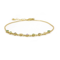 Karma Jewelry Karma Jewelry armband 94153GP bracelet Nina green purple 925 silver gold plated 16 +3 CM