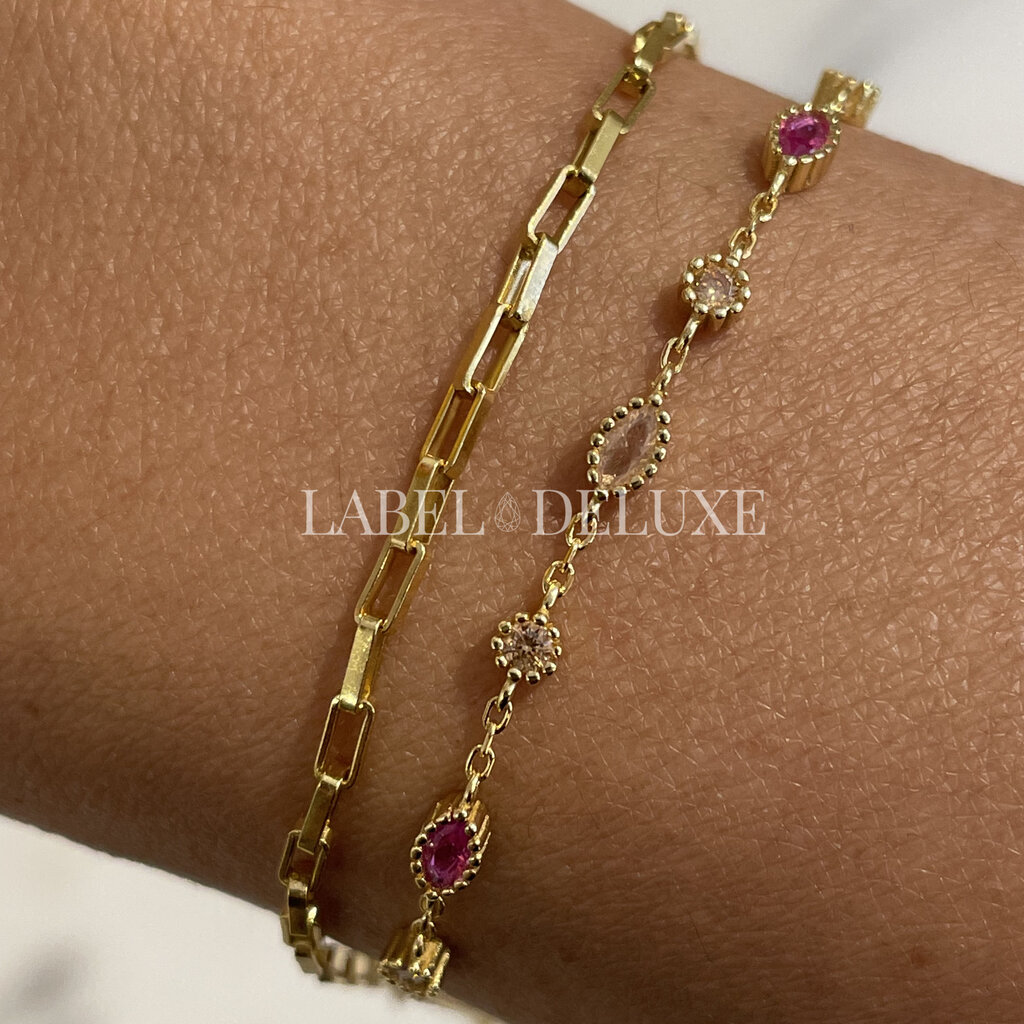 Karma Jewelry Karma Jewelry armband 94160GP_RR bracelet Jules Ruby Red 925 silver gold plated 16 +3 CM