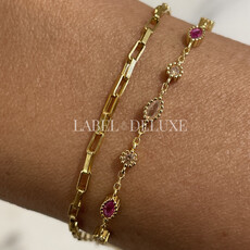 Karma Jewelry Karma Jewelry armband 94160GP_RR bracelet Jules Ruby Red 925 silver gold plated 16 +3 CM