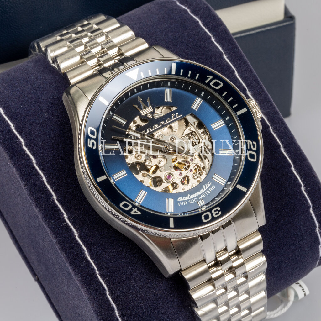 Maserati Maserati R8823140011 Sfida automaat (zilver/blauw) 44 mm heren horloge