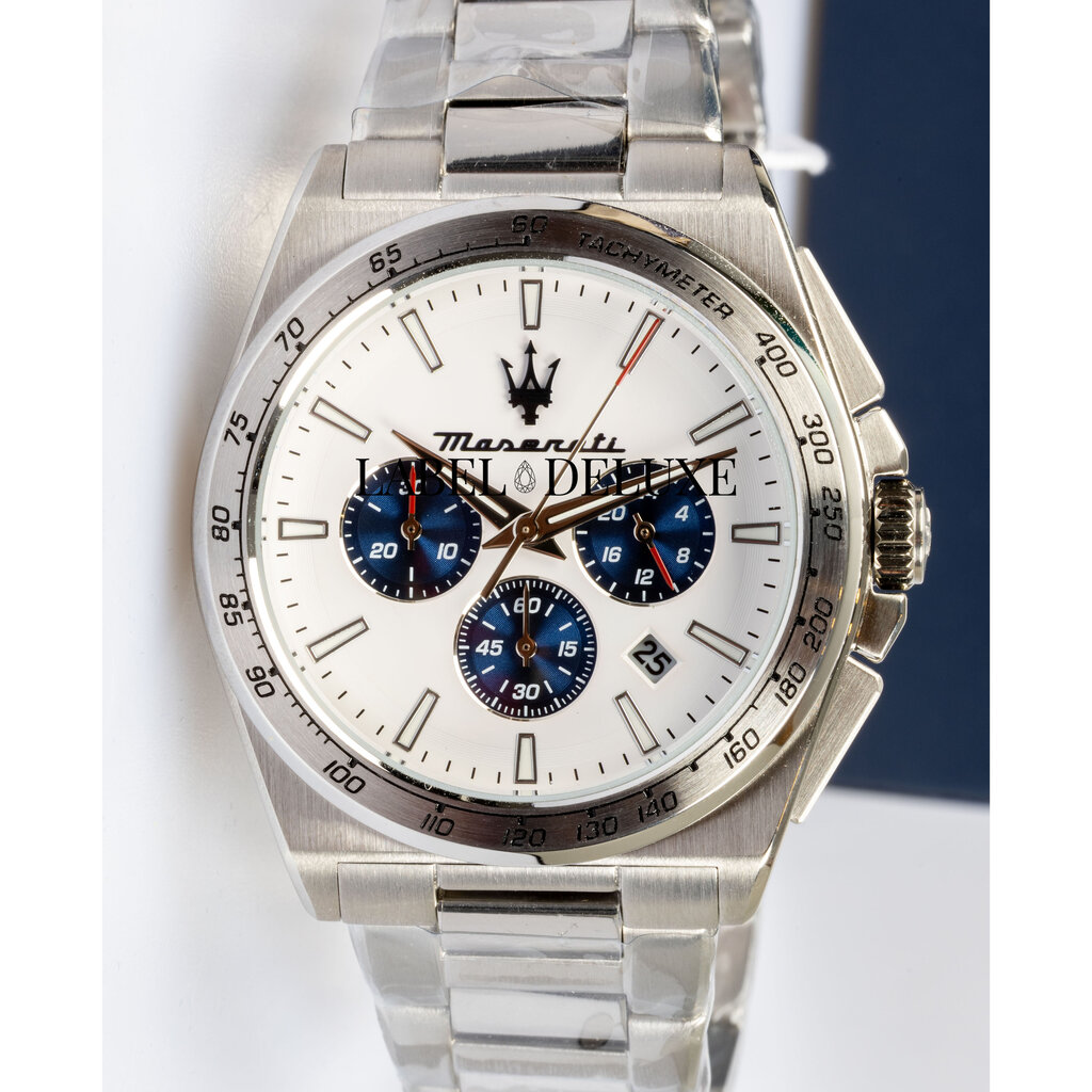 Maserati Maserati R8873652007 Velocita chronograph watch silver white blue ( zilver wit blauw ) 43 MM heren horloge