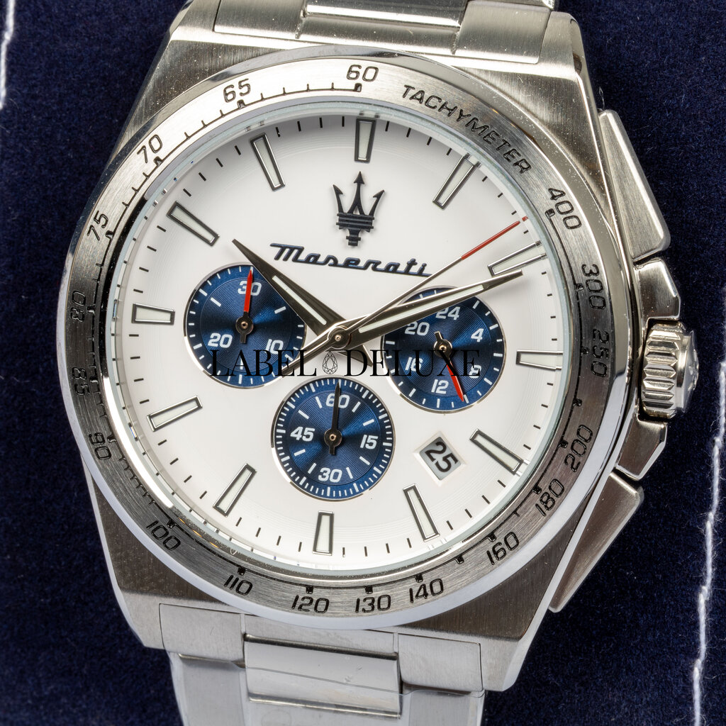 Maserati Maserati R8873652007 Velocita chronograph watch silver white blue ( zilver wit blauw ) 43 MM heren horloge