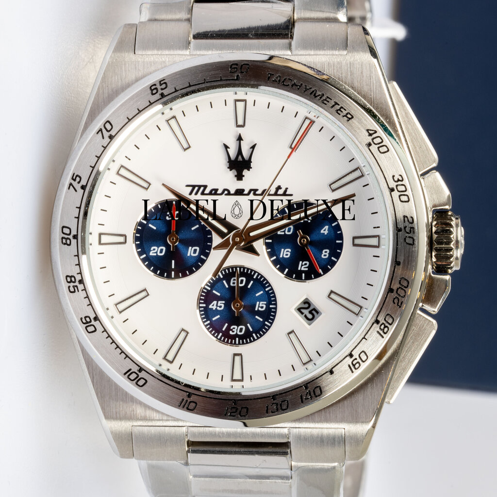Maserati Maserati R8873652007 Velocita chronograph watch silver white blue ( zilver wit blauw ) 43 MM heren horloge