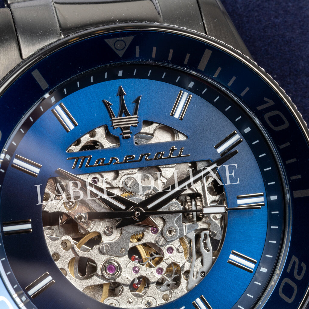 Maserati Maserati R8823140015 Sfida automaat skeleton watch (gunmetal blauw) 44mm heren horloge