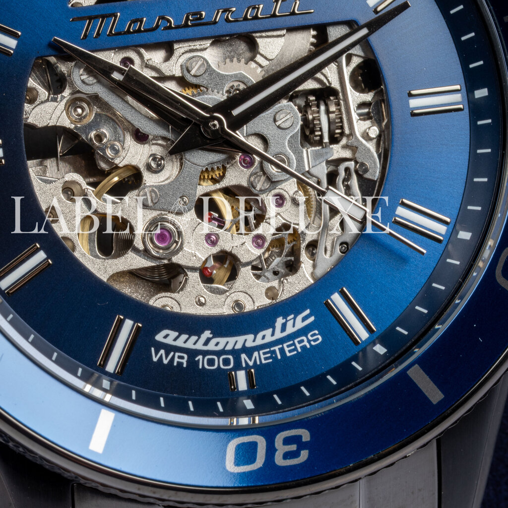 Maserati Maserati R8823140015 Sfida automaat skeleton watch (gunmetal blauw) 44mm heren horloge