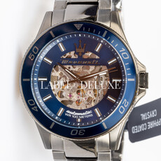 Maserati Maserati R8823140015 Sfida automaat skeleton watch (gunmetal blauw) 44mm heren horloge