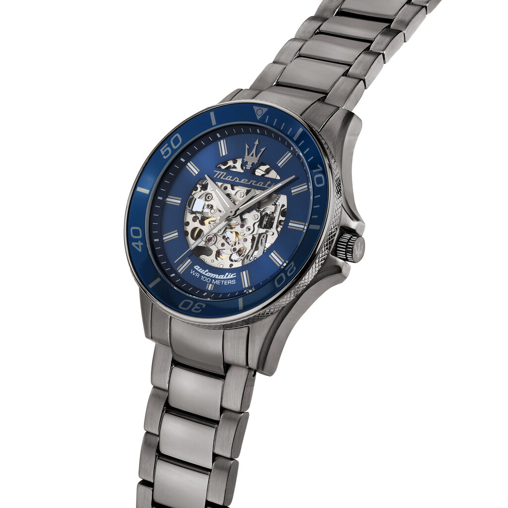 Maserati Maserati R8823140015 Sfida automaat skeleton watch (gunmetal blauw) 44mm heren horloge