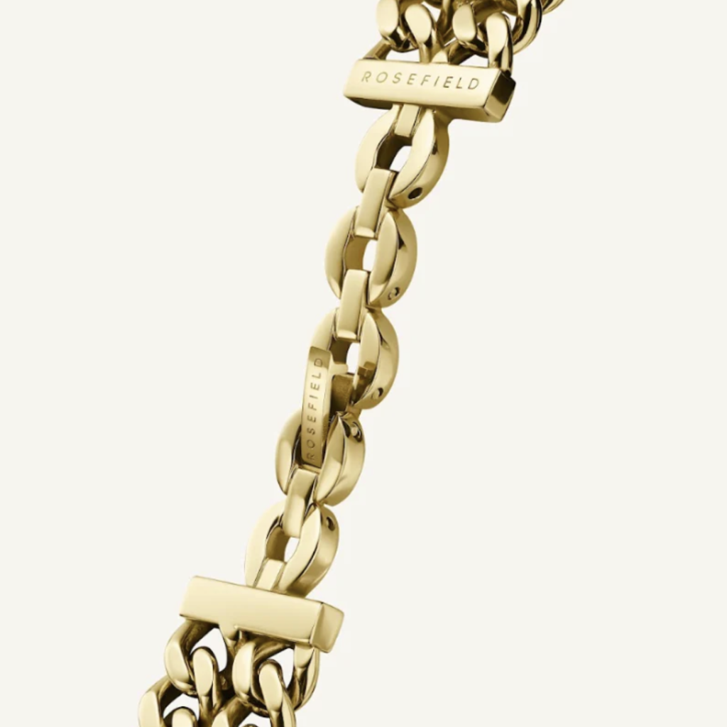 Rosefield Rosefield SWGSG-O76 The Octagon XS Double Chain Watch Studio Edition White Gold dames horloge 19,5x24 mm