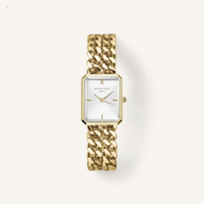 Rosefield Rosefield SWGSG-O76 The Octagon XS Double Chain Watch Studio Edition White Gold dames horloge 19,5x24 mm