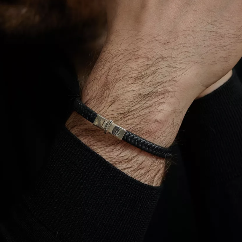 Rebel & Rose Rebel & Rose armband RR-L0139-S-L Bracelet Absolutely Leather Small Braided Black 925 silver - L