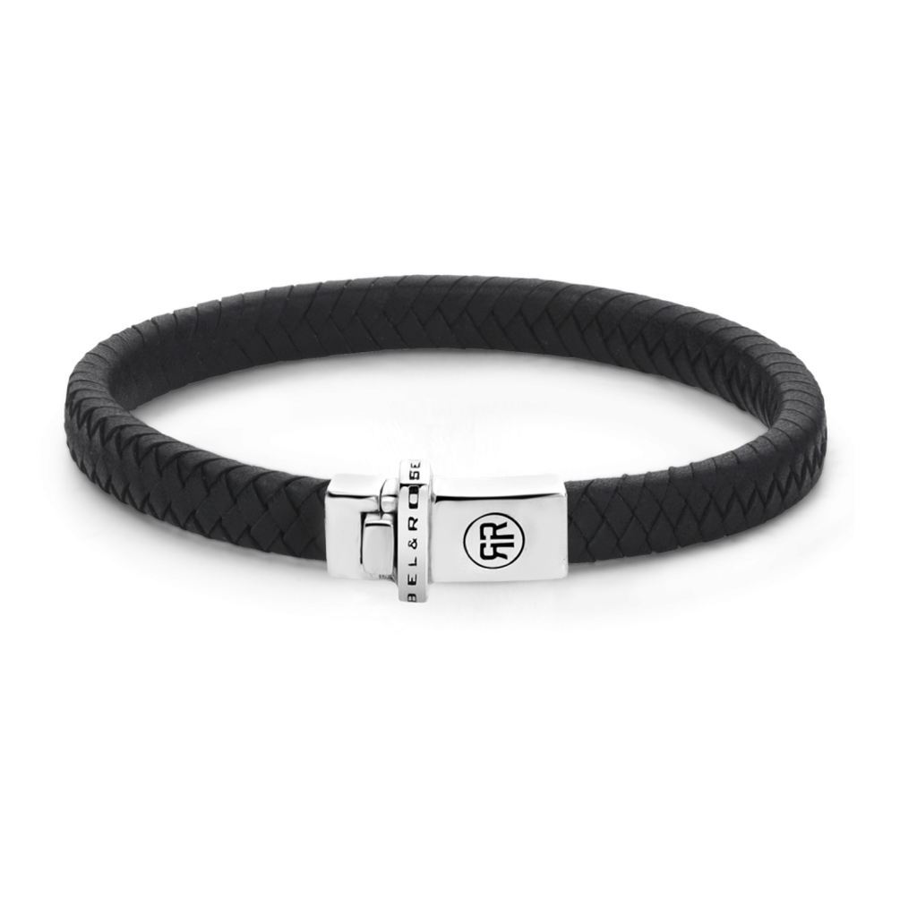 Rebel & Rose Rebel & Rose armband RR-L0139-S-L Bracelet Absolutely Leather Small Braided Black 925 silver - L
