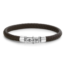 Rebel & Rose Rebel & Rose armband RR-L0134-S-L Bracelet Absolutely Leather Half Round Braided Brown 925 silver - L