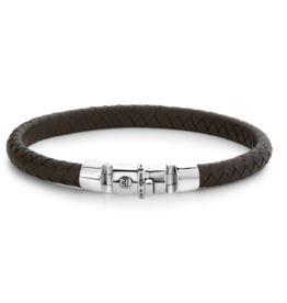 Rebel & Rose Rebel & Rose armband RR-L0134-S-L Bracelet Absolutely Leather Half Round Braided Brown 925 silver - L