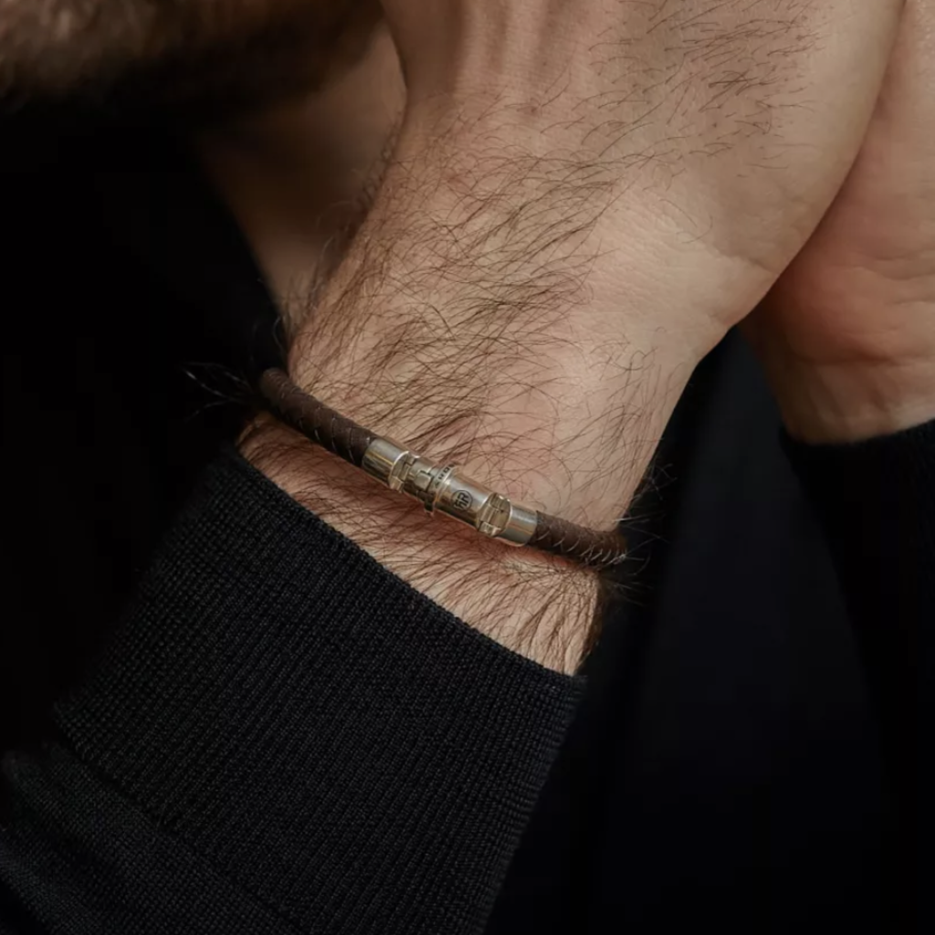 Rebel & Rose Rebel & Rose armband RR-L0134-S-L Bracelet Absolutely Leather Half Round Braided Brown 925 silver - L