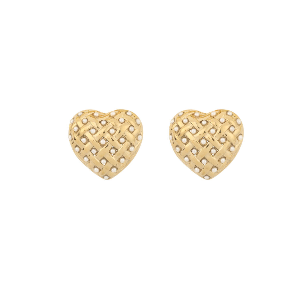 Rose & Camellia Rose & Camellia oorbellen 507952 Earrings hearts studs pearls gold 2 CM