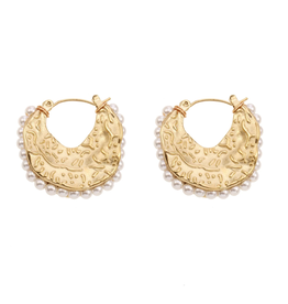 Rose & Camellia Rose & Camellia oorbellen 508952 Earrings fantasy pearls gold 2.5 CM