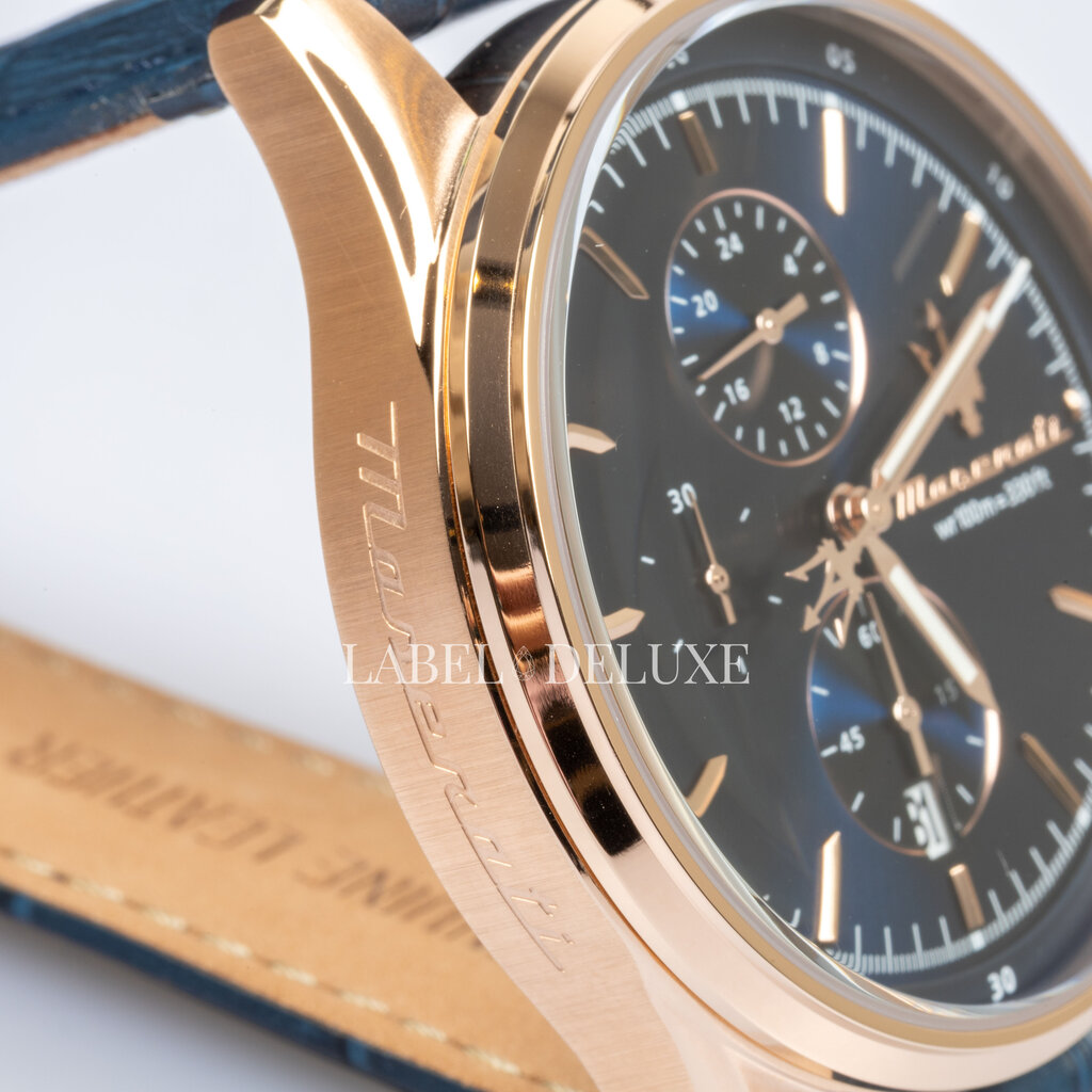 Maserati Maserati R8871624009 Sorpasso Chronograph watch (rose goud/blauw) 42 MM heren horloge