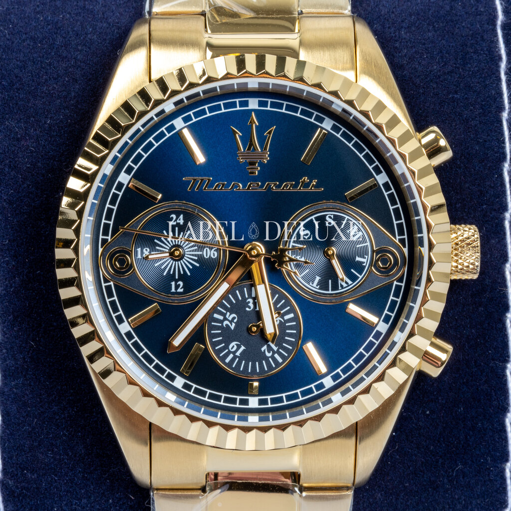 Maserati Maserati R8853100026 Competizione Multifunction watch goud blauw 43 mm heren horloge