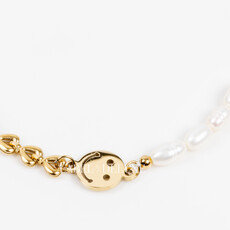 Label Deluxe Bijoux Label Deluxe Bijoux armband LDLGO309033 Bracelet smile pearl gold 17 + 4 CM