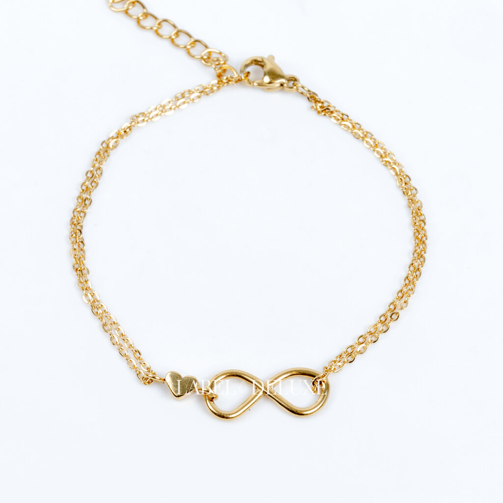Label Deluxe Bijoux Label Deluxe armband 0982 Bracelet Infinity love mini gold 16 + 3 CM