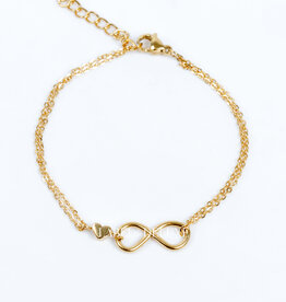 Label Deluxe Bijoux Label Deluxe armband 0982 Bracelet Infinity love mini gold 16 + 3 CM