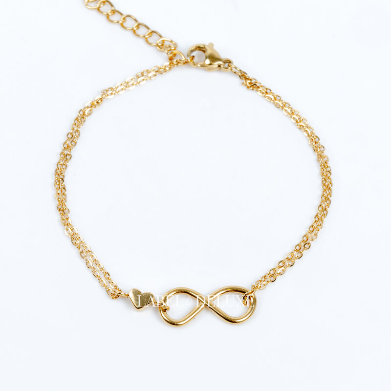Label Deluxe Bijoux Label Deluxe armband 0982 Bracelet Infinity love mini gold 16 + 3 CM