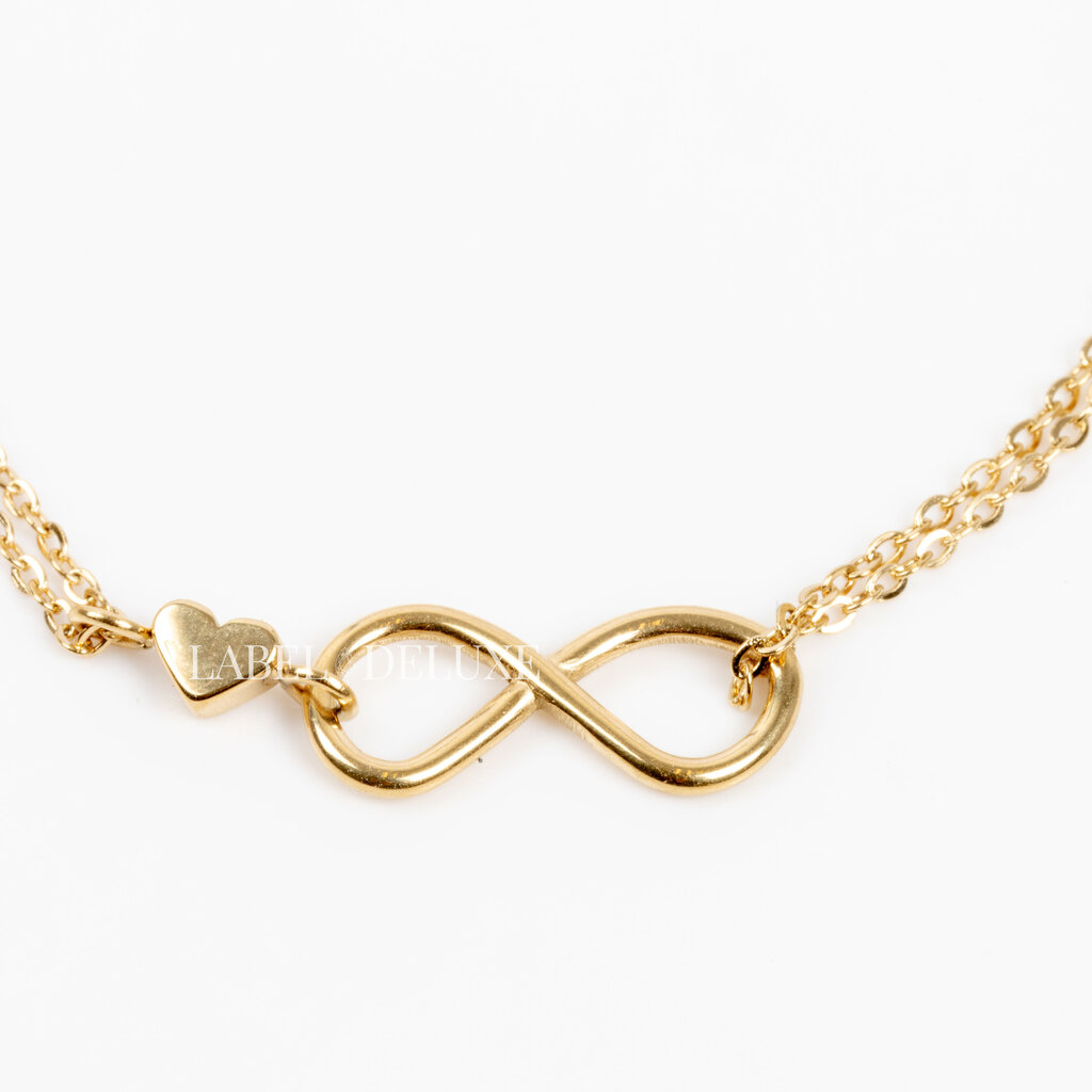 Label Deluxe Bijoux Label Deluxe armband 0982 Bracelet Infinity love mini gold 16 + 3 CM