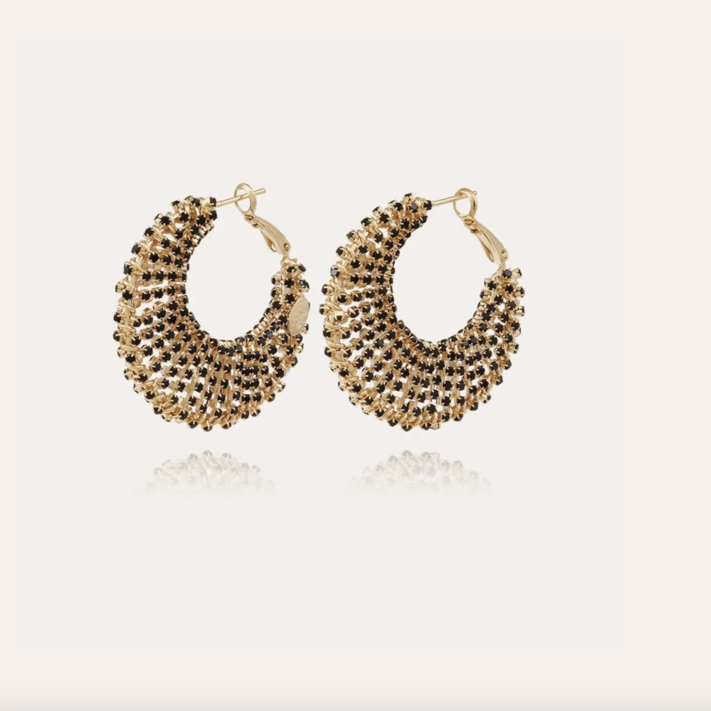 Gas Bijoux Jewelry Gas Bijoux oorbellen 567050 Izzia strass earrings black gold 3 cm